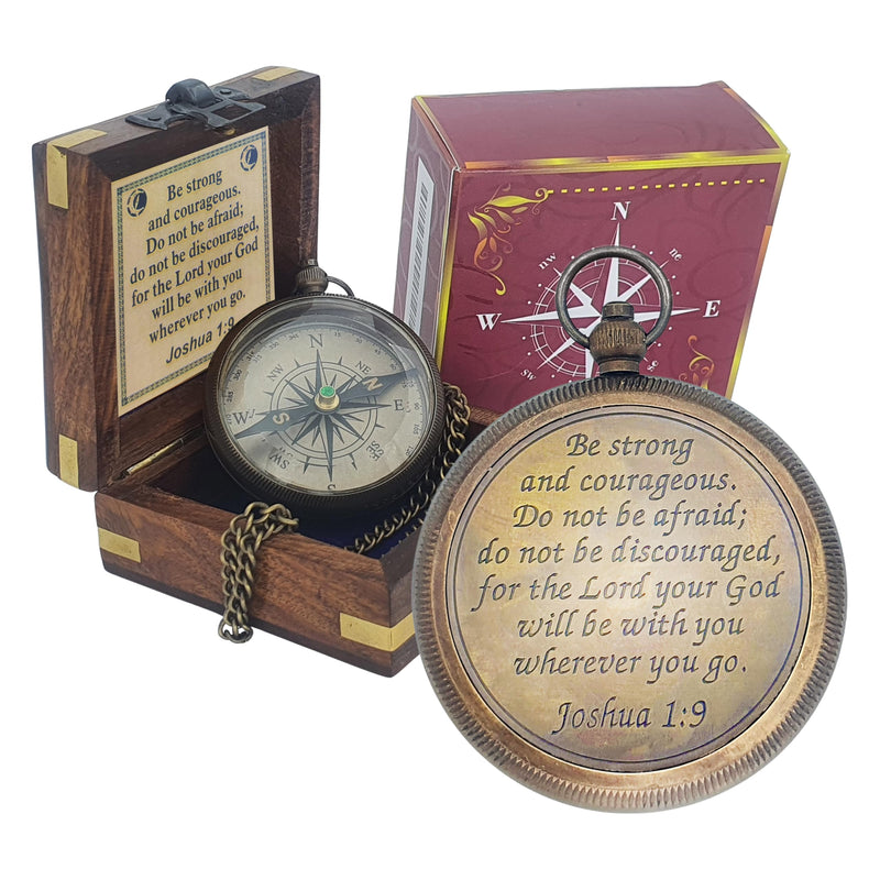 Trust in The Lord -Proverbs 3: 5-6 Quote Engraved Compass | Camping Compass Inspirational Christian Religious Gifts Men Women Catholic 2023 Graduation Gift Boys Girls #3 Be Strong - BeesActive Australia