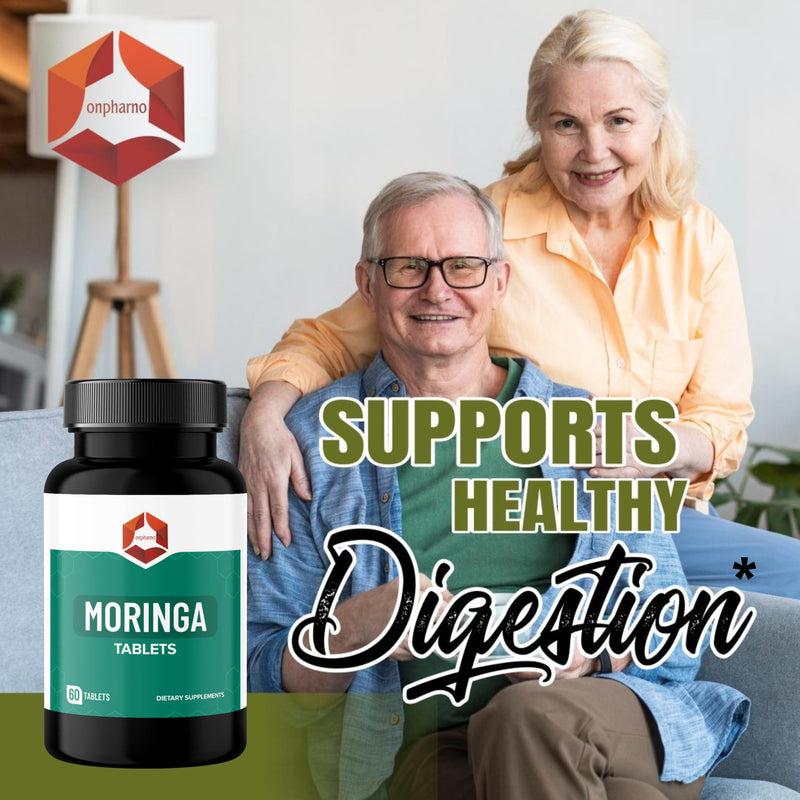 Moringa Tablets | 1000mg Organic Moringa Oleifera Leaf Powder | Natural Herbal Supplement | Vegan | Non-GMO | 60 Tablets