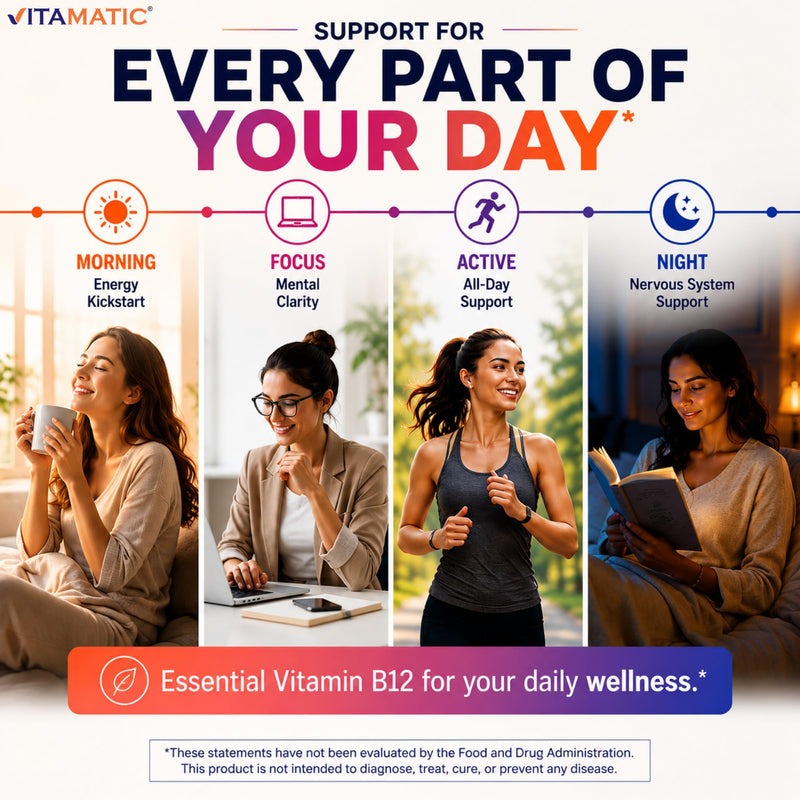 Vitamatic Vitamin B12 1000 mcg Fast Dissolve – 60 Tablets – Natural Berry Flavor – Supports Energy Metabolism & Nervous System Health 60 Count (Pack of 1)