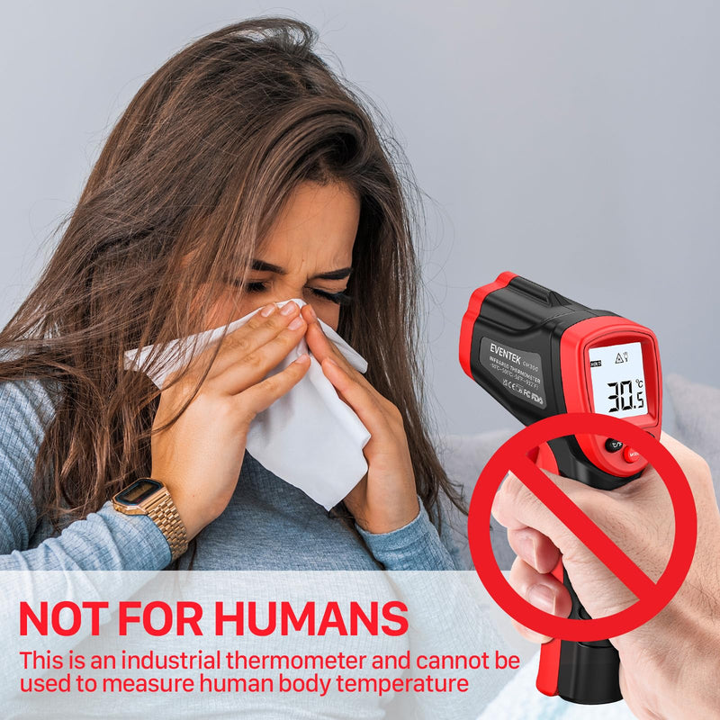 Eventek Infrared Thermometer Gun, Eventek -58°F~932°F Temperature Gun, Laser Thermometer Gun for Cooking, Pizza Oven, Candy, Griddle, Engine, Infrared Thermometer with Adjustable Emissivity & Max Min -58°F~932°F (-50°C~500°C) - BeesActive Australia