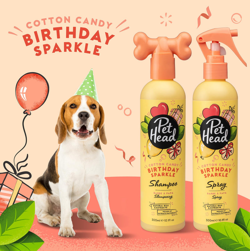 Pet Head Birthday Sparkle Dog Deodorizer Spray | Cotton Candy Scent| Ideal for Dogs with Sensitive Skin | Dog Birthday Present | Vegan | Gentle Formula for Puppies | Made in USA | 10.1 fl. oz. - PawsPlanet Australia