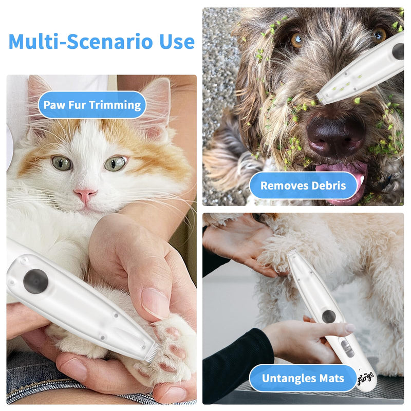 FURGO Dog Paw Clippers with LED Light, Cordless Low Noise 2-Speed Pet Grooming Trimmer, Rechargeable Dog Clippers for Paws, Face, Ears, Eyes, with Vacuum Hair Storage and Suction - BeesActive Australia