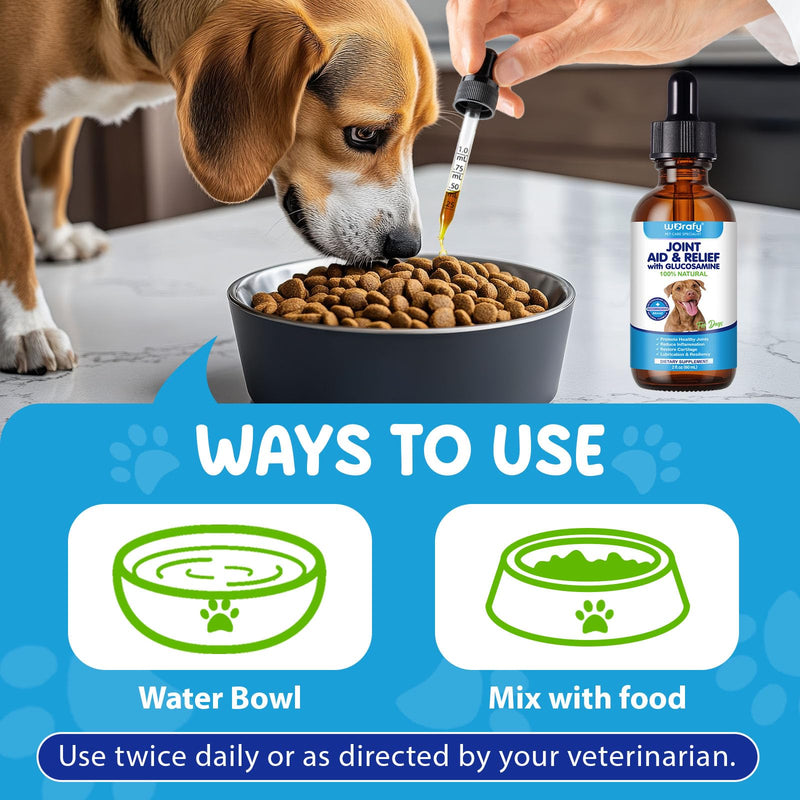 Joint Aid & Relief for Dogs, Dog Joint Aid Liquid Drops, Promote Healthy Joints, Reduce Inflammation, Restore Cartilage - 60 ml