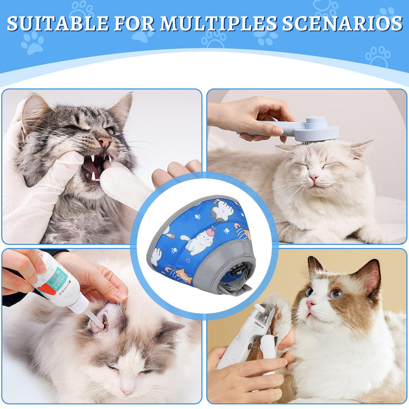 Maxentico Neck collar for cats, protective collar cat, recovery collar for cats, prevents licking of wounds cat collar, cat collar after operations and injuries (blue, S) - BeesActive Australia