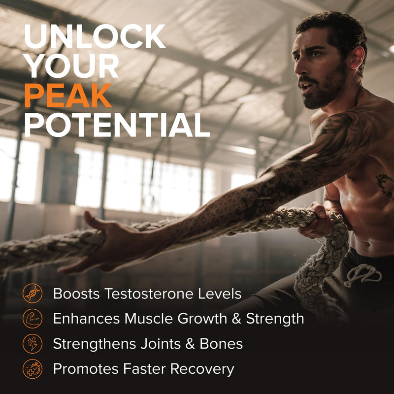Peak Potential 12-in-1 Testosterone Support for Men | Fenugreek, Ashwagandha & Tongkat Ali - Natural Strength, Energy & Muscle Builder