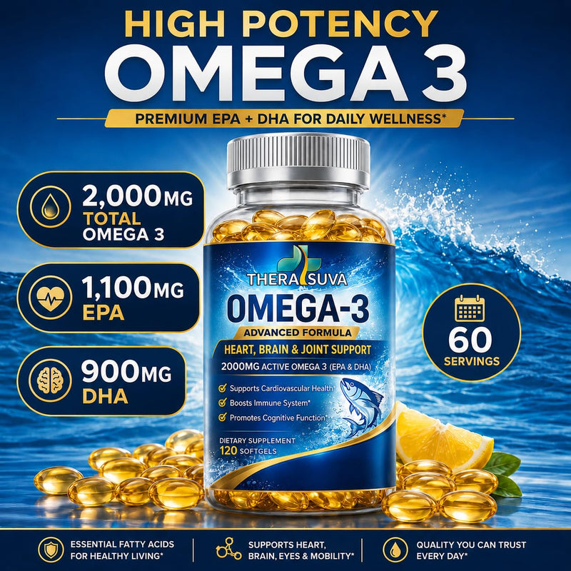 Premium Alaskan Fish Oil, Triple Strength Omega-3 2000mg (EPA 1100mg + DHA 900mg), Natural Supplement for Healthy Heart & Brain & Mobility Support, 2 Month Supply, 120 Veggie Softgels