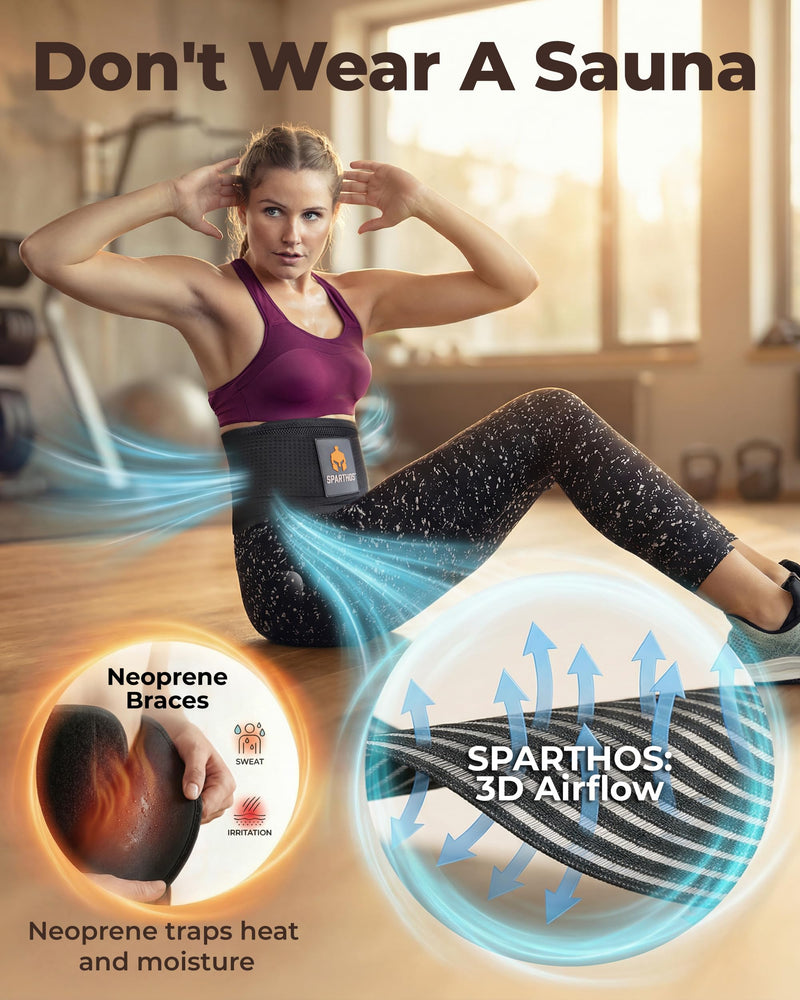 Sparthos Back Brace for Lower Back Pain - Immediate Relief from Sciatica, Herniated Disc, Scoliosis - Breathable Design With Lumbar Support Pad - For Home & Lifting At Work, For Men & Women - Medium Black Medium (Pack of 1)