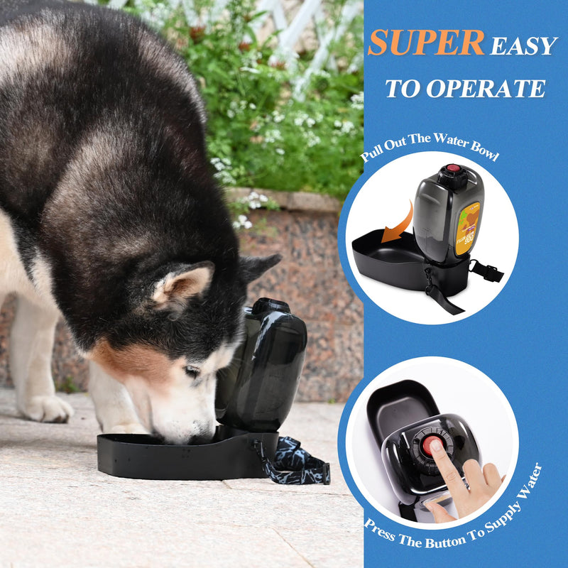 Dog Water Bottle with Bowl, 45oz Portable Dog Water Dispenser for Walking, Foldable Travel Dog Water Bowl for Puppy, Small, Medium & Large Dogs, Leak Proof, Food Grade Plastic, Easy to Clean - BeesActive Australia