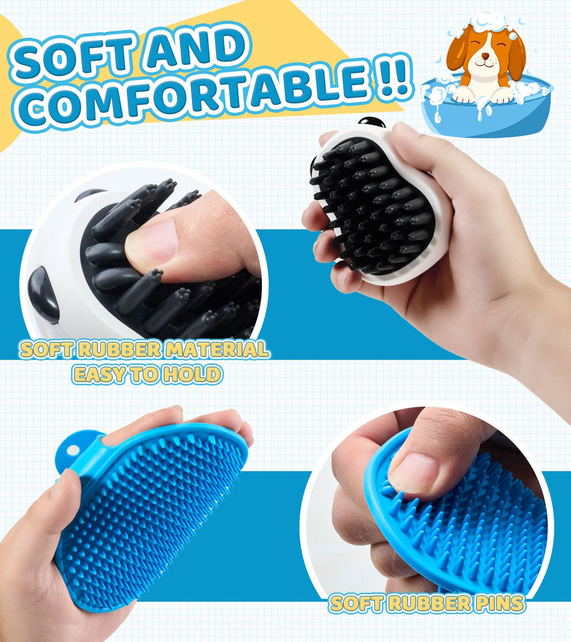 Dog Bath Brush Pet Massage Shampoo Brush Dog Scrubber for Bath Dog Washing Brush Scrubber Pet Bath Massage Brush with Soft Silicone Bristles for Puppy Dog Cat Grooming Cleaning Blue - BeesActive Australia