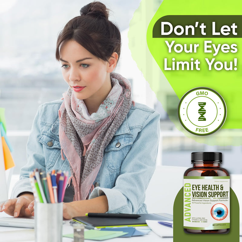 NutraPro Vision Support - Best Eye Vitamins for Blurry Vision.Eye Supplements for Adults with Lutein for Macular Health, Eye Strain, and Fatigue.with Zinc and Vitamin A to Support Sharp Vision.