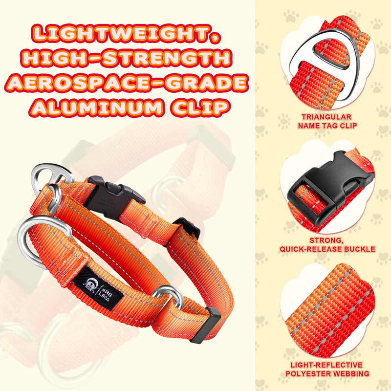 Arblina Martingale Dog Collar, Reflective Pull Stop Collar Dogs for Large Medium and Small Dogs, Nylon Pull Collar with Stop for Dogs Whippets, Greyhounds, Saluki, Orange, S - BeesActive Australia