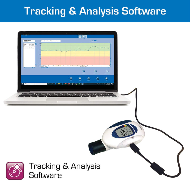 Microlife Digital Peak Flow Meter Tests PEF / FEV1 / Early Detection of Asthma Attacks, (Spirometer for Kids & Adults), Device for Monitoring Asthma, COPD & Other Lung Conditions PF-101 - BeesActive Australia