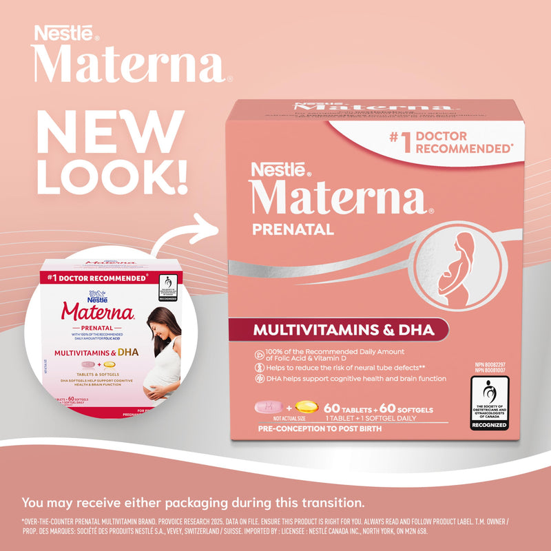 NESTLÉ Materna Prenatal Multivitamin with DHA Supplement | Folic Acid | 60 tablets + 60 DHA soft gels | 100 Percent RDA of Folic Acid