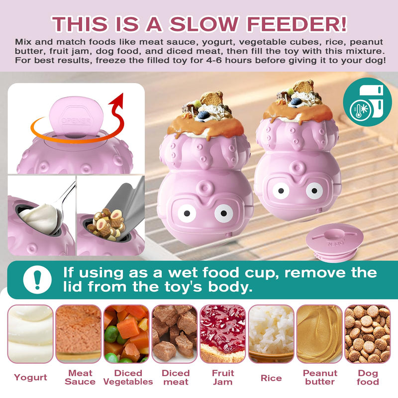 Sedios Treat Dispensing Dog Toy, Large Dog Chew Toy, Multifunctional Adjustable Wet Food Cup and Dry Food Puzzles Toy, Dog Slow Feeder Toy for Large/Medium/Small Breed(Octopus) Purple(Octopus) - BeesActive Australia