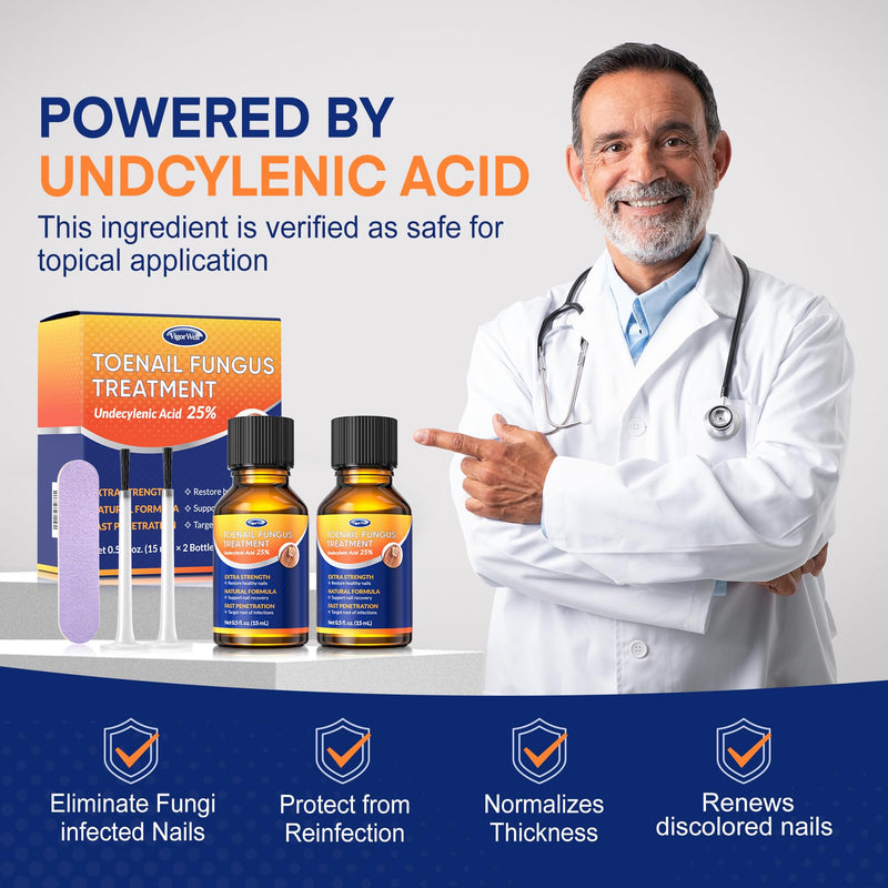 Toenail Fungus Treatment with 25% Undecylenic Acid: Toenail Fungus Treatment Extra Strength for Thick, Yellow and Damaged Nails - Safe and Gentle for Nails Care - BeesActive Australia