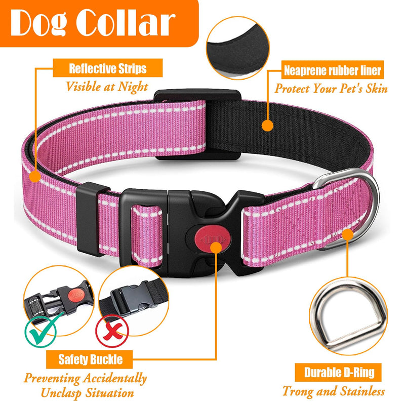 No Pull Dog Harness, Collar & Leash Set | Includes Dog Seat Belt, Collapsible Bowls & Poop Bag Dispenser. Ideal for Training, Walking, Hiking. Fits Small to Large Dogs(Pink-M) Medium Pink - BeesActive Australia