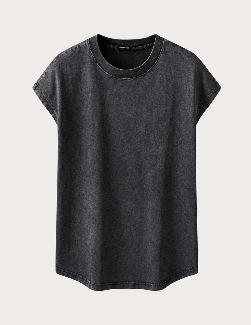JMIERR Men's 100% Cotton Washed Sleeveless T-Shirt Crew Neck Muscle Tank Top for Summer Casual Gym Workout Medium Black - BeesActive Australia