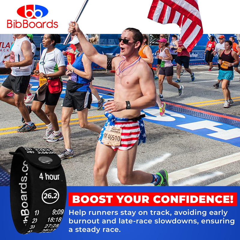 BibBoards Marathon Pace Band - Your Personal Pace Coach for Races & Training to Crush Goals - Waterproof, Lightweight Race Pace Band - Running Accessories for Half & Full Marathons Full Marathon 6:00