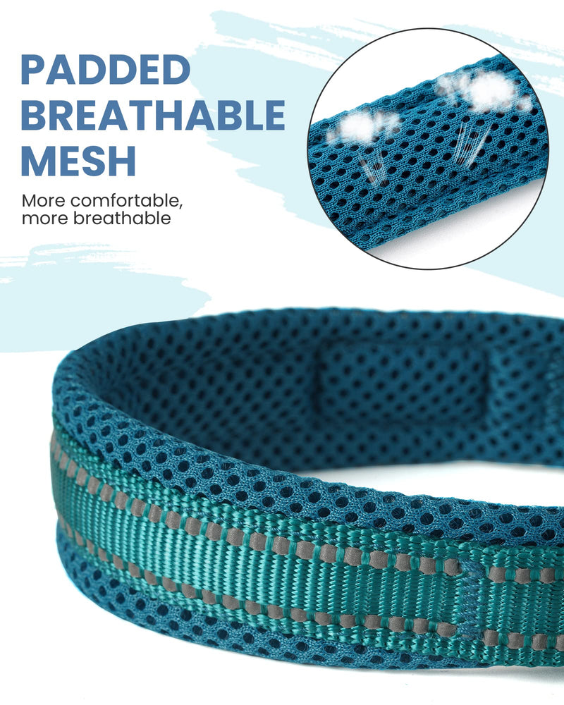 PETTOM Dog Collar Adjustable Nylon Dog Collar Breathable Reflective Collar (Blue L) Blue - BeesActive Australia