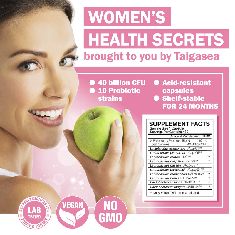Probiotics for Women, 40 Billion CFU, 10 Strains for Yeast Control, Vaginal and Urinary Tract Health, Non Refrigerated Daily Probiotic Supplement