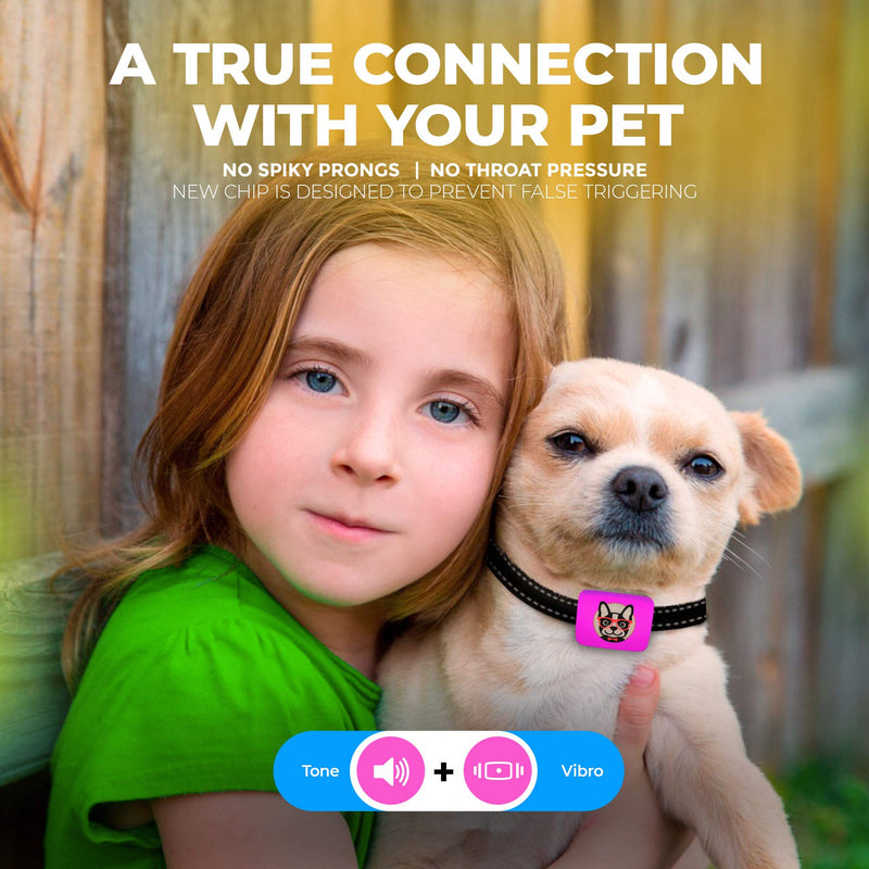 Small Dog Bark Collar Rechargeable - Smallest Bark Collar for Small Dogs 5-15lbs - Most Humane Stop Barking Collar - Dog Training No Shock Anti Bark Collar - Pet Bark Control Device (Pink) Pink - BeesActive Australia