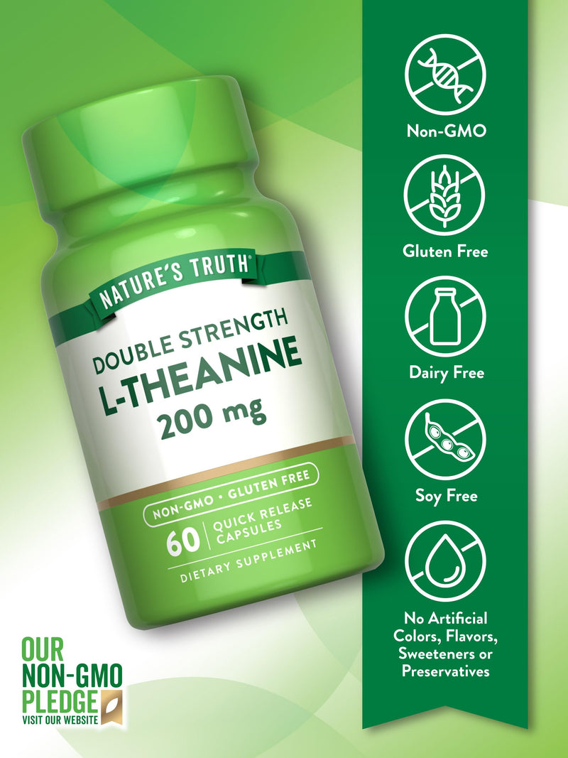 Nature's Truth L Theanine | 200mg | 60 Quick Release Capsules | Non-GMO & Gluten Free Supplement