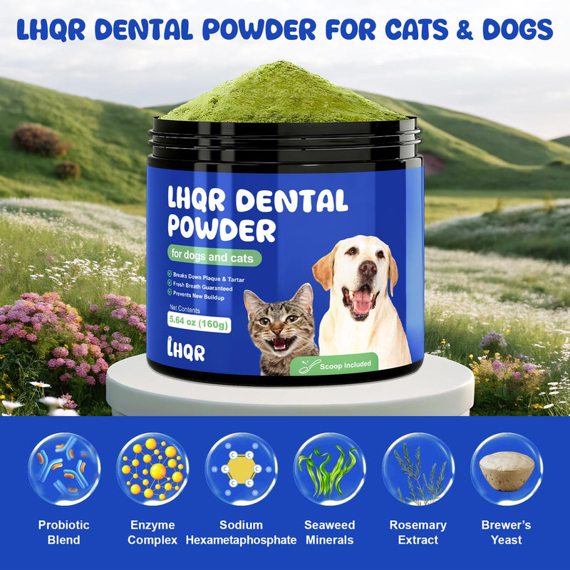 Dog Dental Powder for Fresher Breath - Dog Teeth Cleaning Powder Natural Plaque & Tartar Support with Probiotics & Enzymes lab co, Oral Care Supplement for Pet 160g/(5.6 oz)