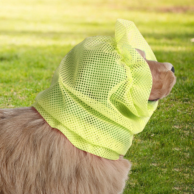 Generic Dogs Ear Cover Dog Snood Mesh Wrap Cap Sturdy Breathable Noise Protection Pet Headgear Gifts Professional Ear Wrap Ear Muff, L Yellow