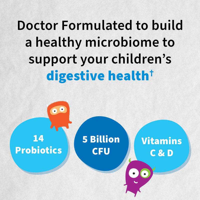 Garden of Life Dr. Formulated Probiotics Organic Kids+-Digestive Health Support-Prebiotic Fiber&Vitamins C&D-Supports Immune Function-Shelf Stable-Strawberry Banana,30 Yummy Chewables,(Pack of 2) 30 Count (Pack of 2)