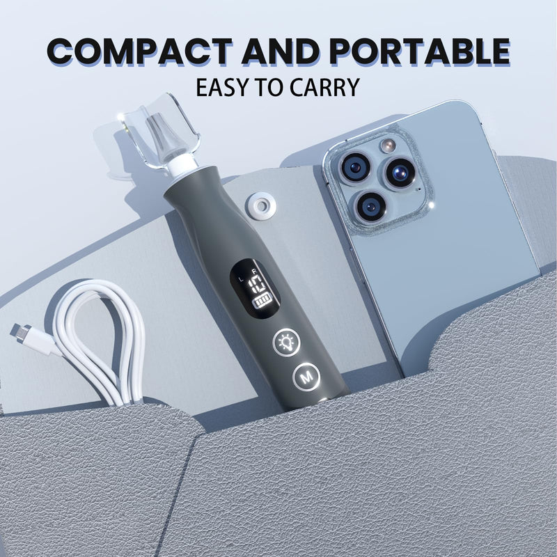 Electric Nail Drill, Cordless 2000 mAh Rechargeable Portable Nail File 12 in 1 Kit for Thick Toenails, 10 Speeds Nail Dril Machine Professional Manicure Pedicure for Hand Natural Nails Care (Grey) Grey - BeesActive Australia
