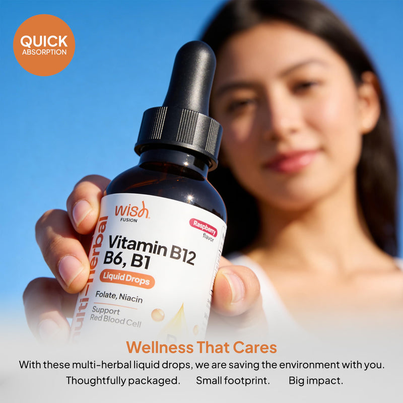 Vitamin B12 Liquid Drops 5000mcg, Liquid B12 Sublingual Drops & B12 Methylcobalamin for Women & Men Vitamin B Complex Energy Boost, Focus & Mood, Brain Health Support, 30ml x 2 Pack