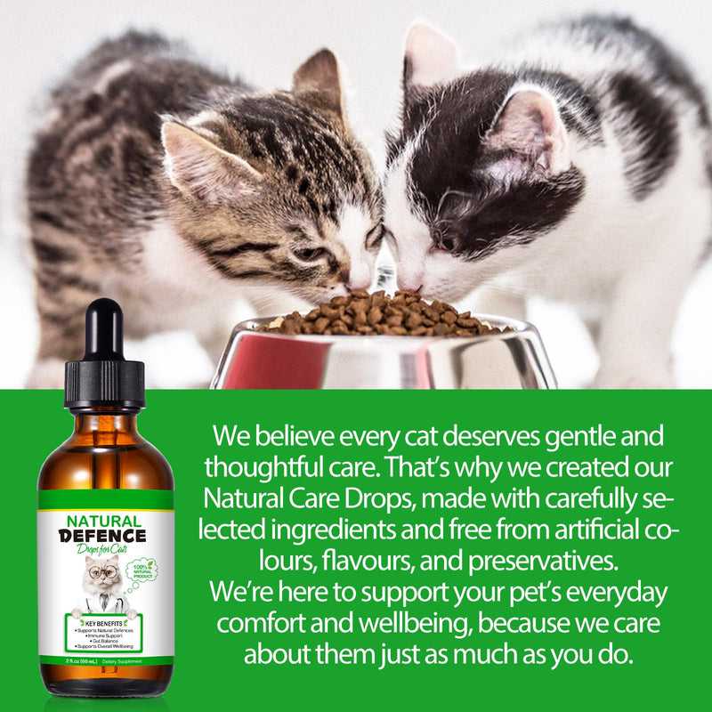Natural Cat Immune Support Drops 60ml,Antibacterial Alternative – Liquid Supplement for Oral Health, Urinary Tract, Cough & Allergy Relief – Palatable Chicken Flavour for Kittens & Senior Cats