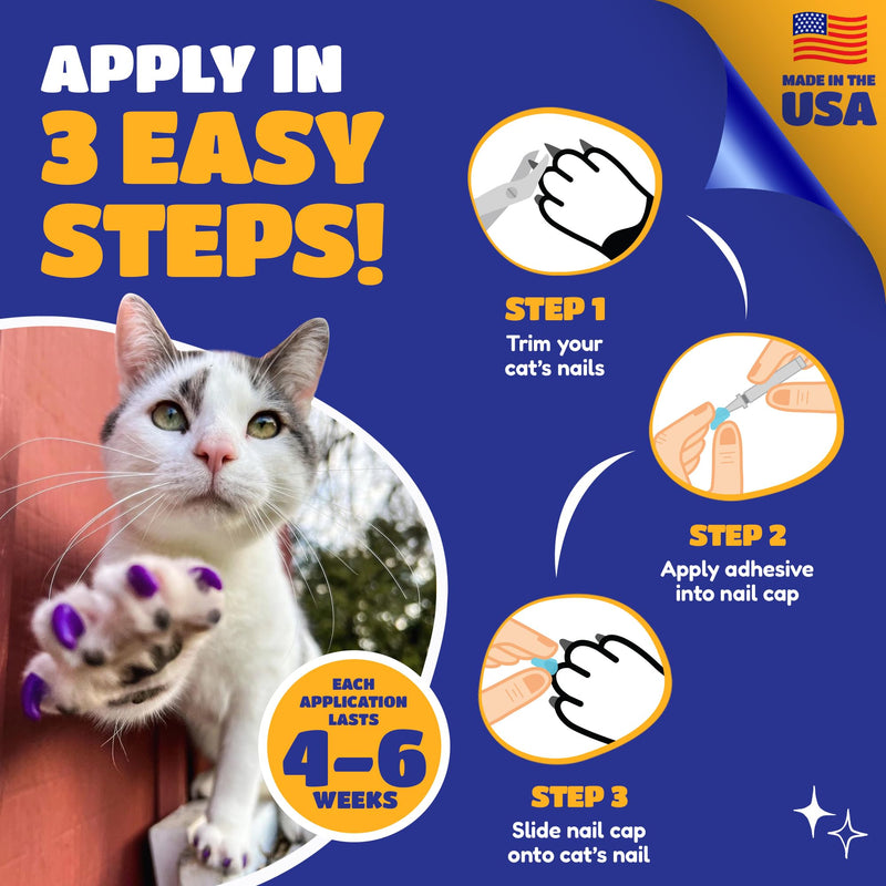 Soft Claws for Cats - CLS (Cleat Lock System), Size Medium, Color Blue - BeesActive Australia