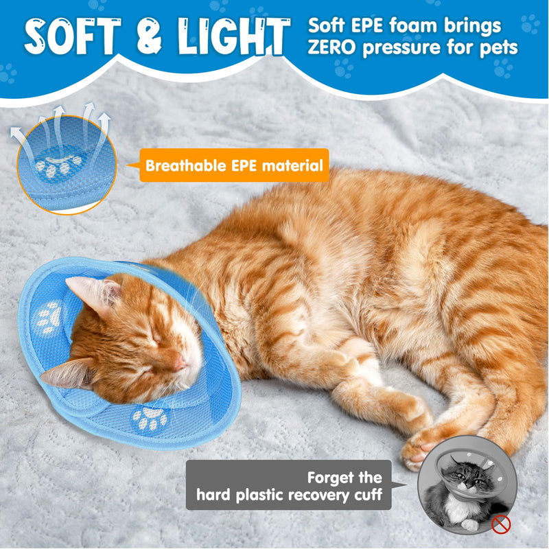 Neck collar cat, foldable soft protective collar cat Elizabethan collar, recovery collar soft collar cone after surgery and injuries (blue, L) blue - BeesActive Australia