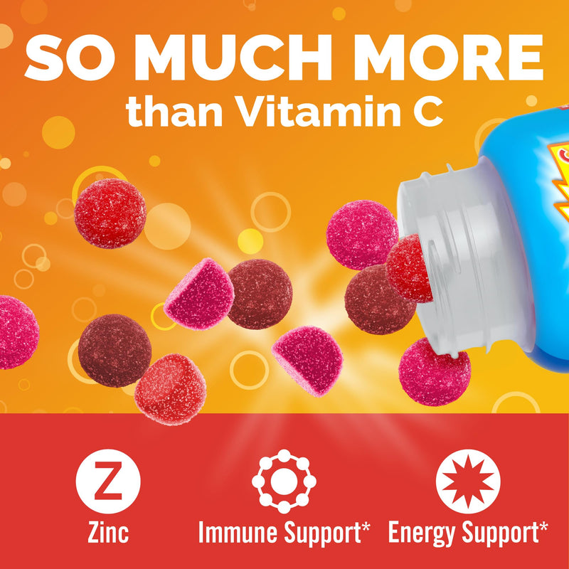 Emergen-C Kidz Vitamin C 250mg Gummies, Immune Support, Berry, 44 Gummies | B Vitamins for Energy, Gluten Free, Caffeine Free, Naturally Flavored, Kids Approved Berry Gummies Berry Bash 44 Count (Pack of 1)