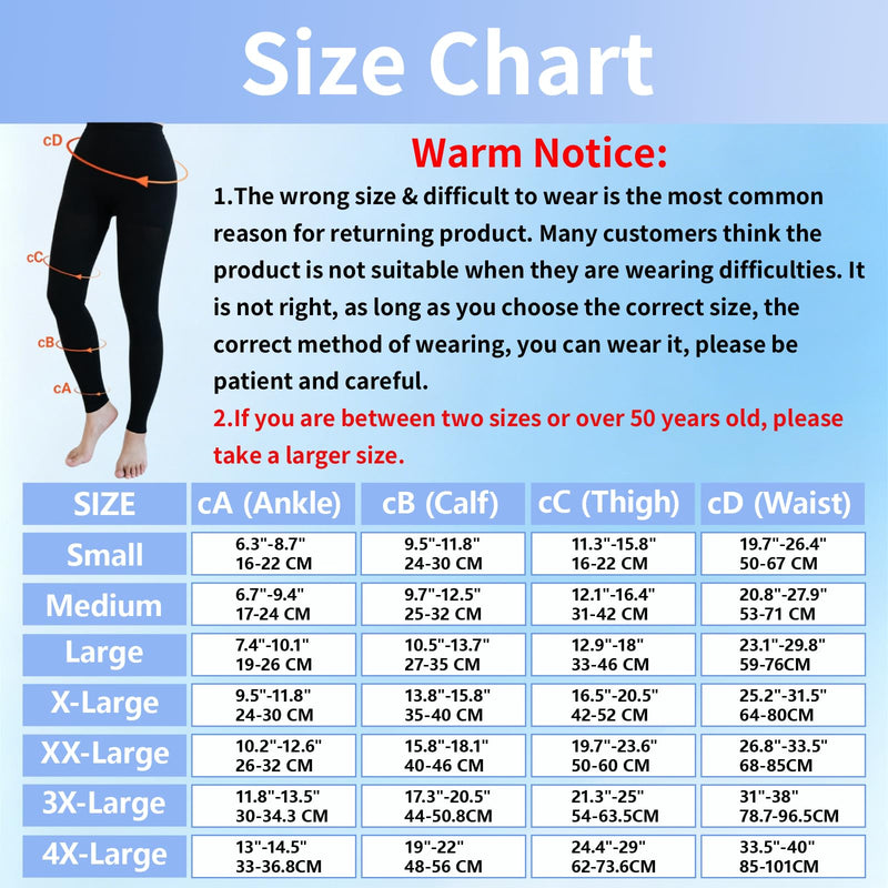 Medical Compression Leggings for Women & Men, 20-30mmHg Compression Tights Large Footless/Black