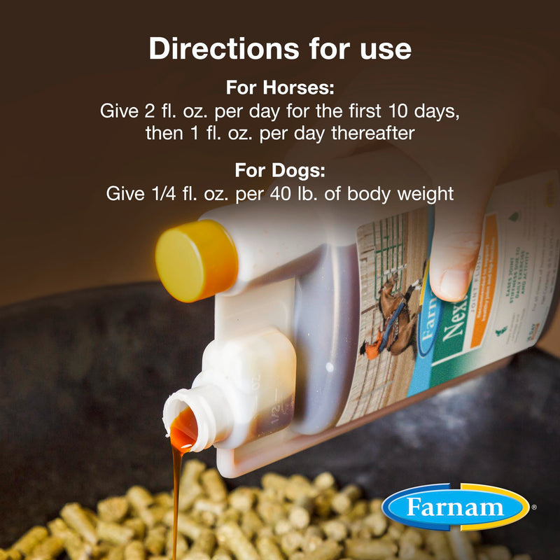 Farnam Next Level Joint Fluid Supplement for horses and dogs, Helps maintain connective tissue to ease joint stiffness due to daily activity, 16 ounces, 16 day supply