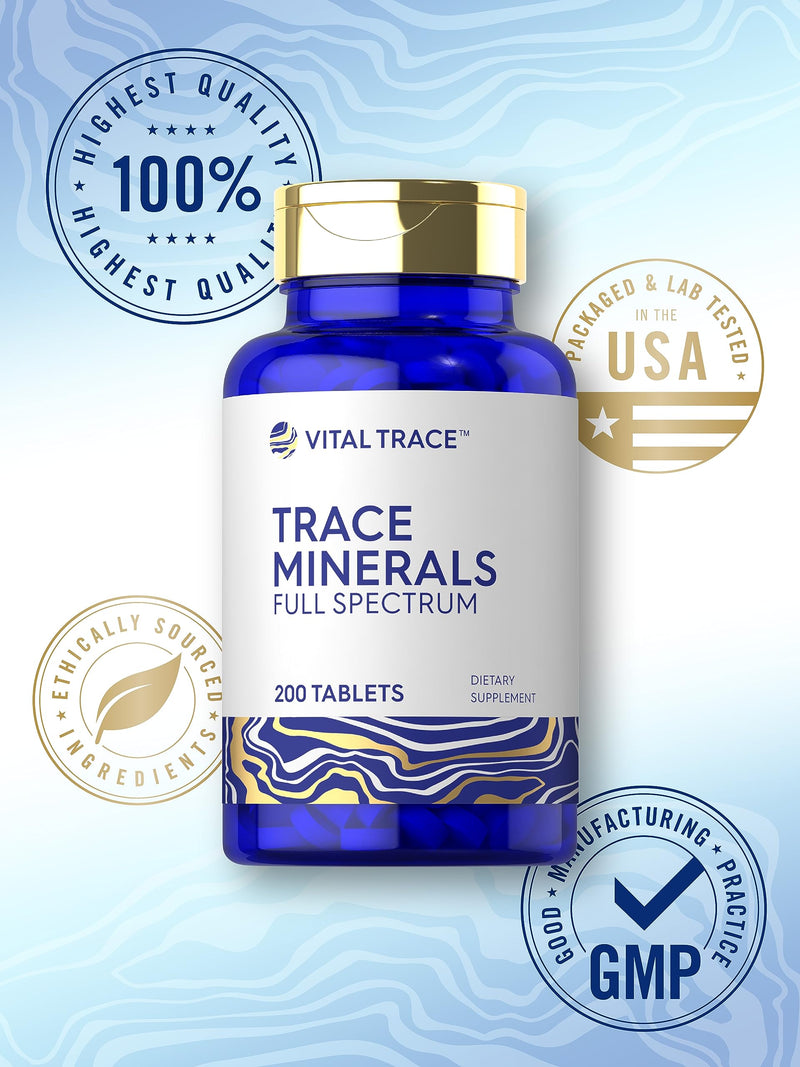 Carlyle Trace Minerals | 200 Tablets | Full Spectrum Supplement | Non-GMO & Gluten Free Complex | by Vital Trace - BeesActive Australia