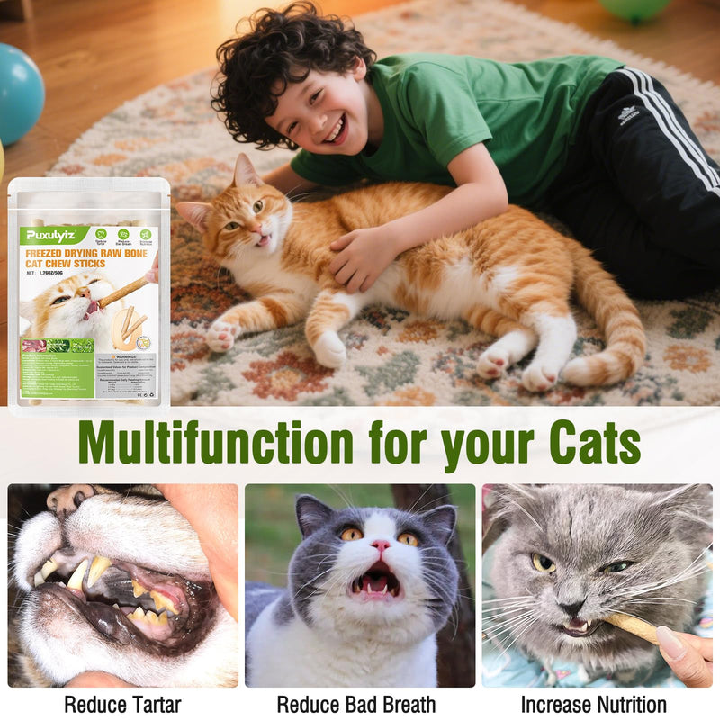 3.52oz/100g Freezed Dried Cat Chew Sticks, Cat Dental Treats for Freshens Breath and Controls Tartar, Feline Teething Sticks 100g-Chicken
