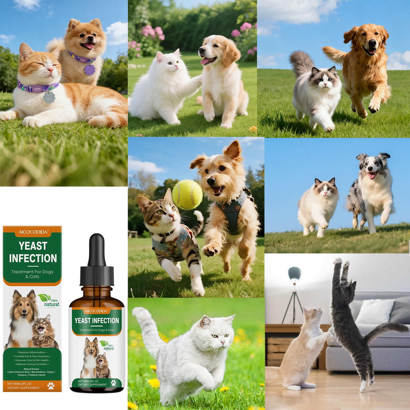Yeast Infection Treatment for Dogs & Cats, Naturally Supports Itchy Skin & Ear Infections Treatment, Relieves Itching & Irritation, Reduces Ears & Paws Inflammation (1pcs) 1pcs