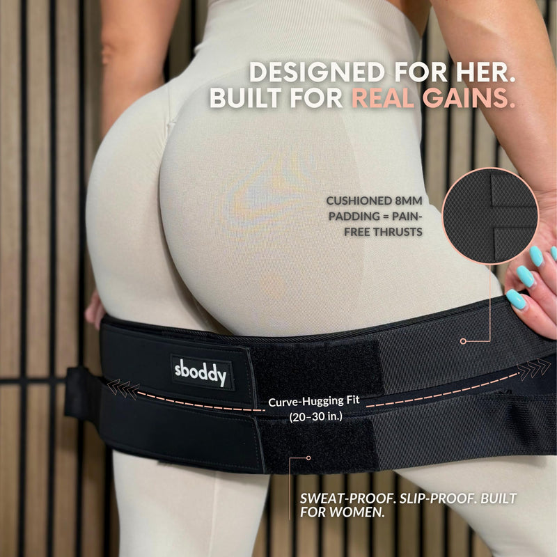 Hip Thrust Belt with Dual-Strap Design – Booty Builder for Heavy Dumbbells, Kettlebells & Plates Up to 400 lbs – Comfortable Glute Workout Equipment for Women – Coach Tested – Home & Gym Use. - BeesActive Australia