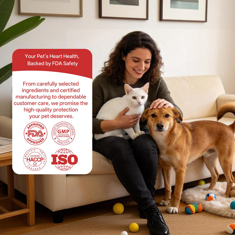 Heart Support Supplement for Dogs & Cats with CoQ10, Taurine & Vitamin E – Cardiovascular Wellness, Pet Heart Health for All Breeds & Ages, 140 Tablets