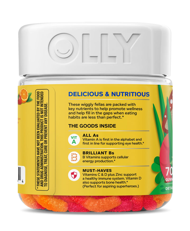 OLLY Kids Multi Gummy Worms, Overall Wellness & Immune Support - 70 Count Bottle 70 Count (Pack of 1)