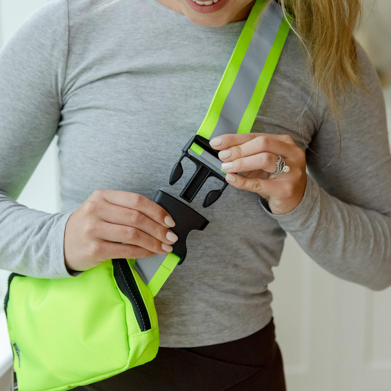 Reflective Belt Bag Night Sash for Night Safety - High Visibility Hip Bag Waist Pack with Large Storage Pouch - Adjustable Night Fanny Pack for Dog Walking, Hiking, Biking - BeesActive Australia