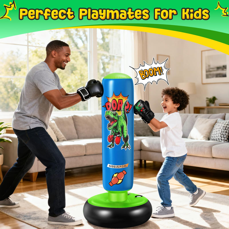 Punching Bag for Kids, 47" Stable Inflatable Boxing Bag for Ages 3-6, Dinosaur Punching Bag Toy & Gifts for Boys and Girls with Gloves, Kids Boxing Set for Practicing Karate and Taekwondo - BeesActive Australia