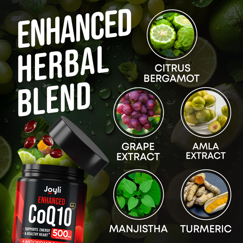 JOYLI Nutrition 2 Pack CoQ10 500mg - High Absorption Coenzyme Q10 Supplement - Co Q 10 for Energy & Vitality - Alternative to CoQ10 400mg & 300mg - 240 Softgels 120 Count (Pack of 2)