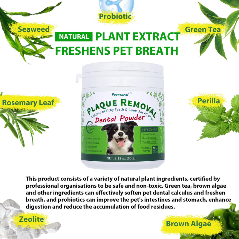 Natural Dog Dental Powder, Dog Dental Care - Plaque Remover and Bad Breath Treatment, Healthy Gums & Fresh Breath for All Dogs and Cats 2 oz. 2 Ounce (Pack of 1) - BeesActive Australia