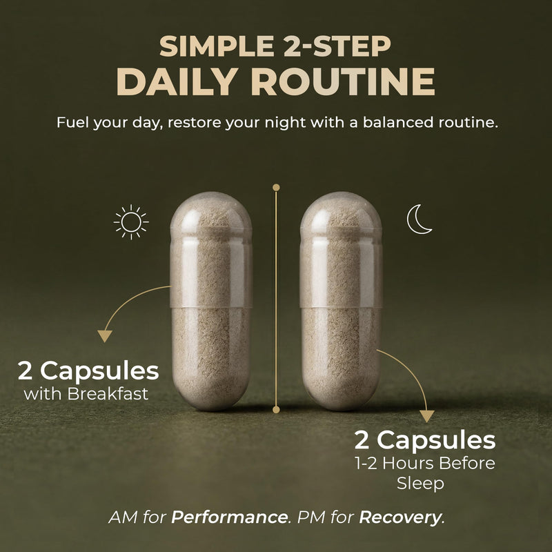 Dominus - Multivitamin for Men – AM & PM Daily Vitamin System for Energy (Day) & Recovery (Night) | 30 Day Supply | with CoQ10, PQQ, Ashwagandha, Magnesium, Zinc