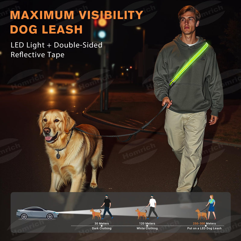 Hands-Free Dog Leash - LED Light Up Rechargeable & Jogging with Car Seat Belt for Small to Large Dogs - Adjustable Crossbody/Waist Dog Leash for Night Walking Running, Training, Hiking (2.6 m) - BeesActive Australia