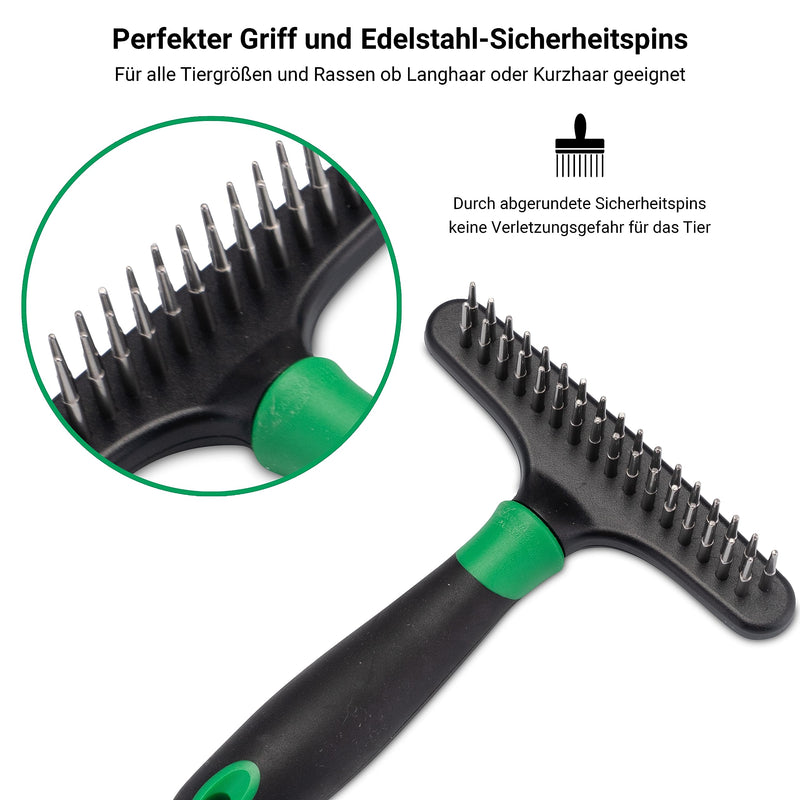 FinoPet de-matting curry comb, rake comb as fur detangler for dogs and cats, dog brush/cat brush, dog comb/cat comb for de-matting and removing the undercoat, dog curry comb, fur brush - BeesActive Australia